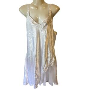 Vintage WeddingNight SlipDress Lingerie Nightie Chemise White Satin Lace Fairy M